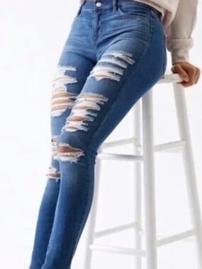 PacSun Blue Ripped High-Rise Skinny Jeans - Women